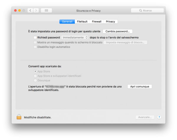 Aprire app di terze parti macOS High Sierra Apri comunque nerdvana