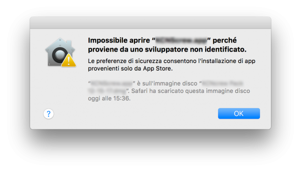 Aprire app di terze parti macOS High Sierra Messaggio App Store nerdvana