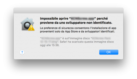 Aprire app di terze parti macOS High Sierra Messaggio Sviluppatori nerdvana